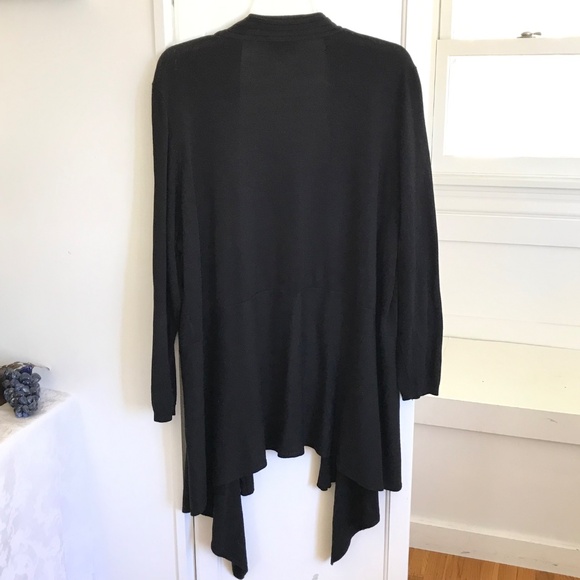 AVENUE Open Front Cascading Cardigan Black Women’s Size 22 24 - Picture 5 of 16